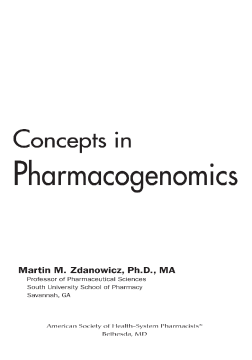 Concepts in Pharmacogenomics Concepts in Pharmacogenomics