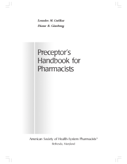 Preceptor's Handbook for Pharmacists Preceptor's Handbook for Pharmacists