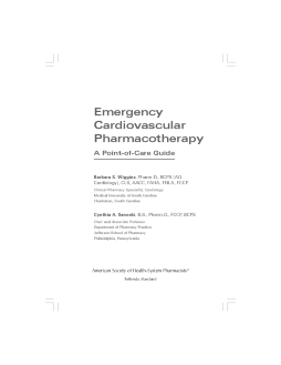 Emergency Cardiovascular Pharmacotherapy Emergency Cardiovascular Pharmacotherapy
