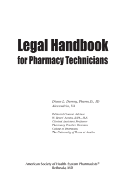 The Legal Handbook for Pharmacy Technicians The Legal Handbook for Pharmacy Technicians