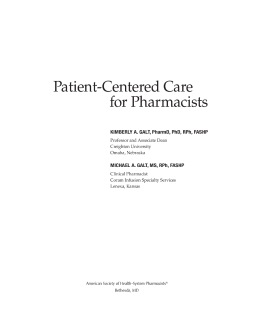 Patient-Centered Care for Pharmacists Patient-Centered Care for Pharmacists