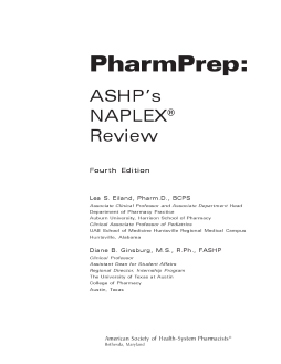 PharmPrep: ASHP's NAPLEX Review PharmPrep: ASHP's NAPLEX Review