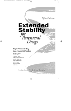 Extended Stability for Parenteral Drugs Extended Stability for Parenteral Drugs