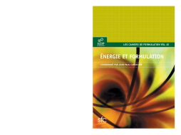Energie et formulation Energie et formulation