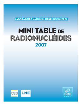 Mini-table de radionucléides 2007 Mini-table de radionucléides 2007