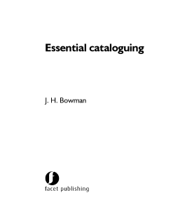 Essential Cataloguing Essential Cataloguing