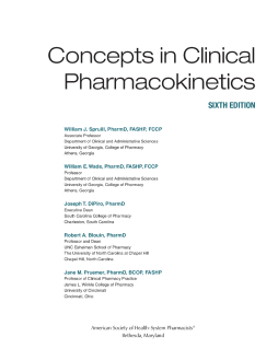 Concepts in Clinical Pharmacokinetics Concepts in Clinical Pharmacokinetics