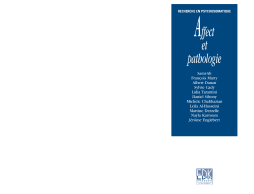 Affect et pathologie Affect et pathologie