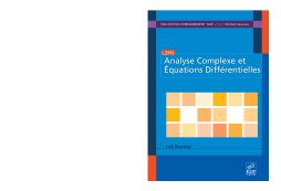 Analyse complexe et équations différentielles Analyse complexe et équations différentielles