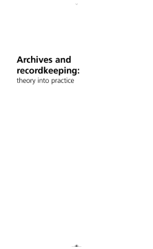 Archives and Recordkeeping Archives and Recordkeeping