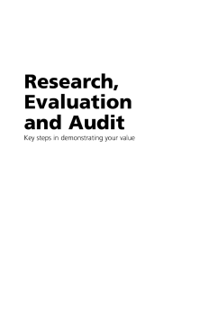 Research, Evaluation and Audit Research, Evaluation and Audit