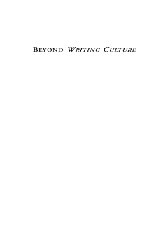 Beyond <i>Writing Culture</i> Beyond <i>Writing Culture</i>