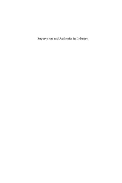 Supervision and Authority in Industry Supervision and Authority in Industry