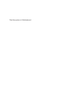 The Challenge of Epistemology The Challenge of Epistemology