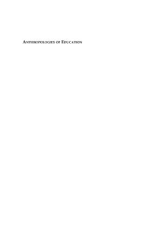 Anthropologies of Education Anthropologies of Education