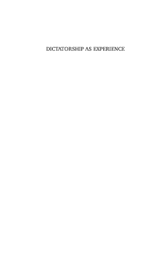 Dictatorship as Experience Dictatorship as Experience