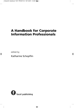 A Handbook for Corporate Information Professionals A Handbook for Corporate Information Professionals