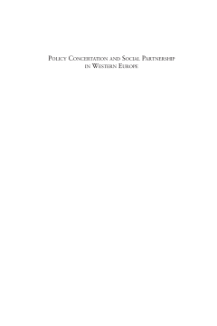 Policy Concertation and Social Partnership in Western Europe Policy Concertation and Social Partnership in Western Europe