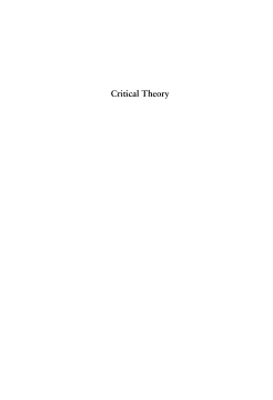 Critical Theory Critical Theory