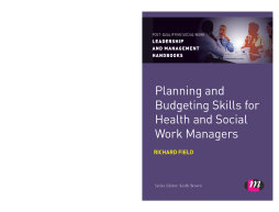 Planning and Budgeting Skills for Health and Social Work Managers Planning and Budgeting Skills for Health and Social Work Managers