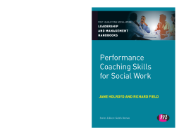 Performance Coaching Skills for Social Work Performance Coaching Skills for Social Work