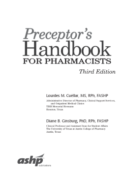 Preceptor's Handbook for Pharmacists Preceptor's Handbook for Pharmacists