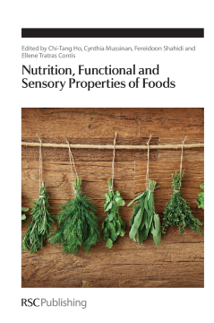 Nutrition, Functional and Sensory Properties of Foods Nutrition, Functional and Sensory Properties of Foods