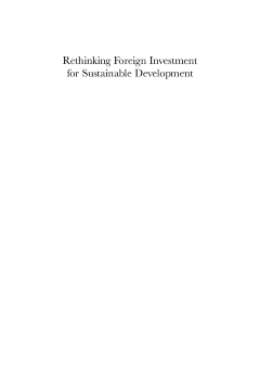 Rethinking Foreign Investment for Sustainable Development Rethinking Foreign Investment for Sustainable Development