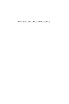 Discourse on Applied Sociology: Volume 1 Discourse on Applied Sociology: Volume 1