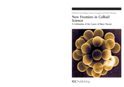 New Frontiers in Colloid Science New Frontiers in Colloid Science