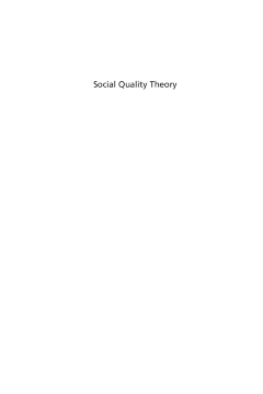 Social Quality Theory Social Quality Theory