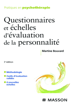 Questionnaires et échelles d'évaluation de la personnalité Questionnaires et échelles d'évaluation de la personnalité