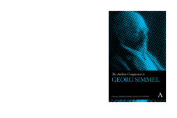 The Anthem Companion to Georg Simmel The Anthem Companion to Georg Simmel