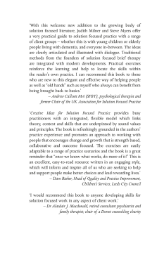 Creative Ideas for Solution Focused Practice Creative Ideas for Solution Focused Practice