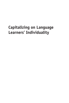 Capitalizing on Language Learners' Individuality Capitalizing on Language Learners' Individuality