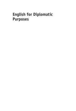 English for Diplomatic Purposes English for Diplomatic Purposes