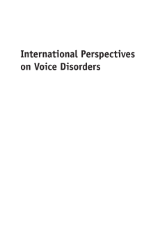 International Perspectives on Voice Disorders International Perspectives on Voice Disorders