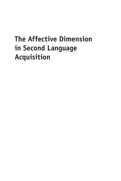 The Affective Dimension in Second Language Acquisition