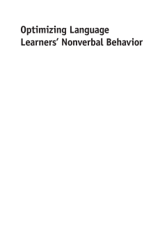 Optimizing Language Learners Nonverbal Behavior Optimizing Language Learners Nonverbal Behavior