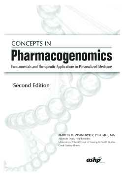 Concepts in Pharmacogenomics: Fundamentals and Therapeutic Applications in Personalized Medicine Concepts in Pharmacogenomics: Fundamentals and Therapeutic Applications in Personalized Medicine