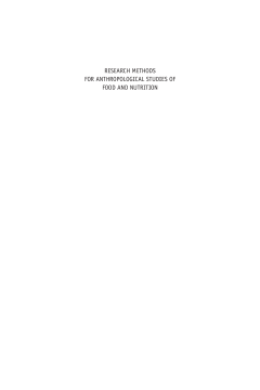 Research Methods for Anthropological Studies of Food and Nutrition Research Methods for Anthropological Studies of Food and Nutrition