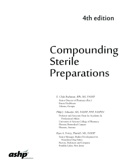 Compounding Sterile Preparations Compounding Sterile Preparations