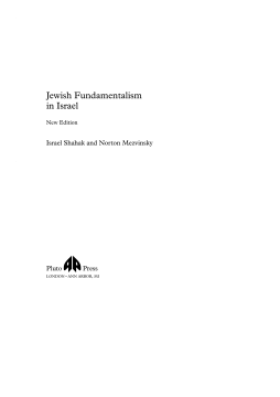 Jewish Fundamentalism in Israel Jewish Fundamentalism in Israel
