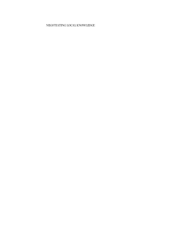 Negotiating Local Knowledge Negotiating Local Knowledge