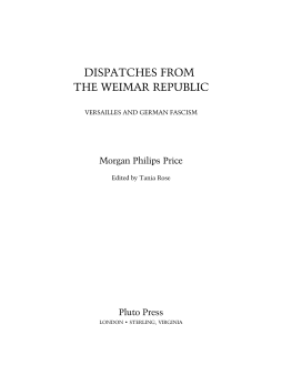 Dispatches From the Weimar Republic Dispatches From the Weimar Republic