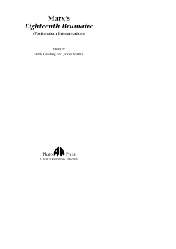 Marx's 'Eighteenth Brumaire' Marx's 'Eighteenth Brumaire'