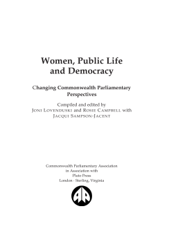 Women, Public Life and Democracy Women, Public Life and Democracy