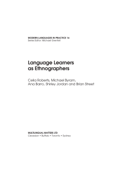 Language Learners as Ethnographers Language Learners as Ethnographers