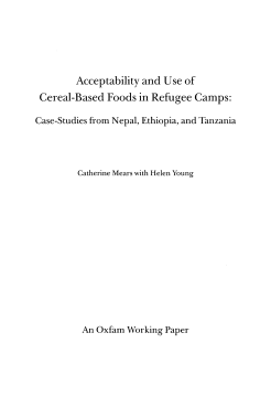 Acceptability and Use of Cereal-Based Foods in Refugee Camps