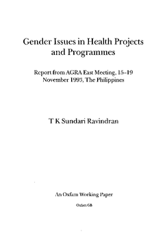 Gender Issues In Health Projects and Programmes